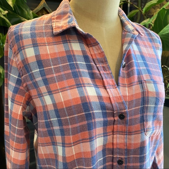 Current/Elliott Slim Boy Shirt In Stardust Plaid - Picture 10 of 13